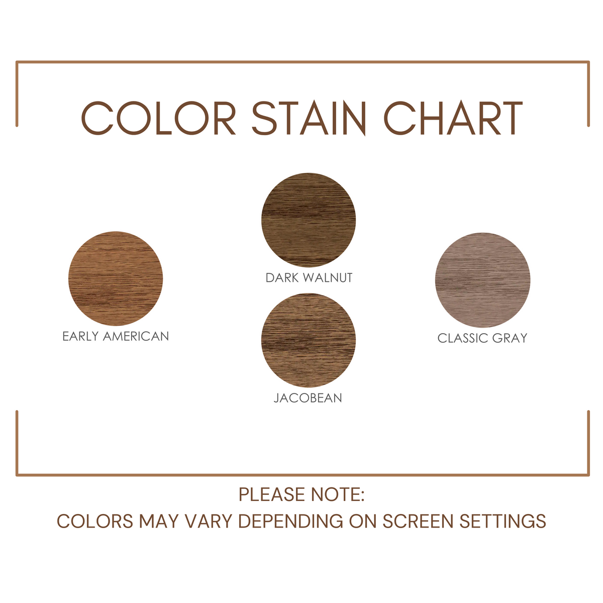 Wedding Welcome Rehearsal Sign features the stain color choices
