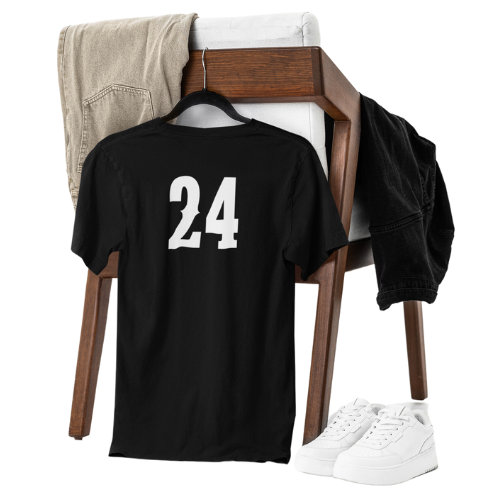 Features double-sided print with personalized jersey number on back.