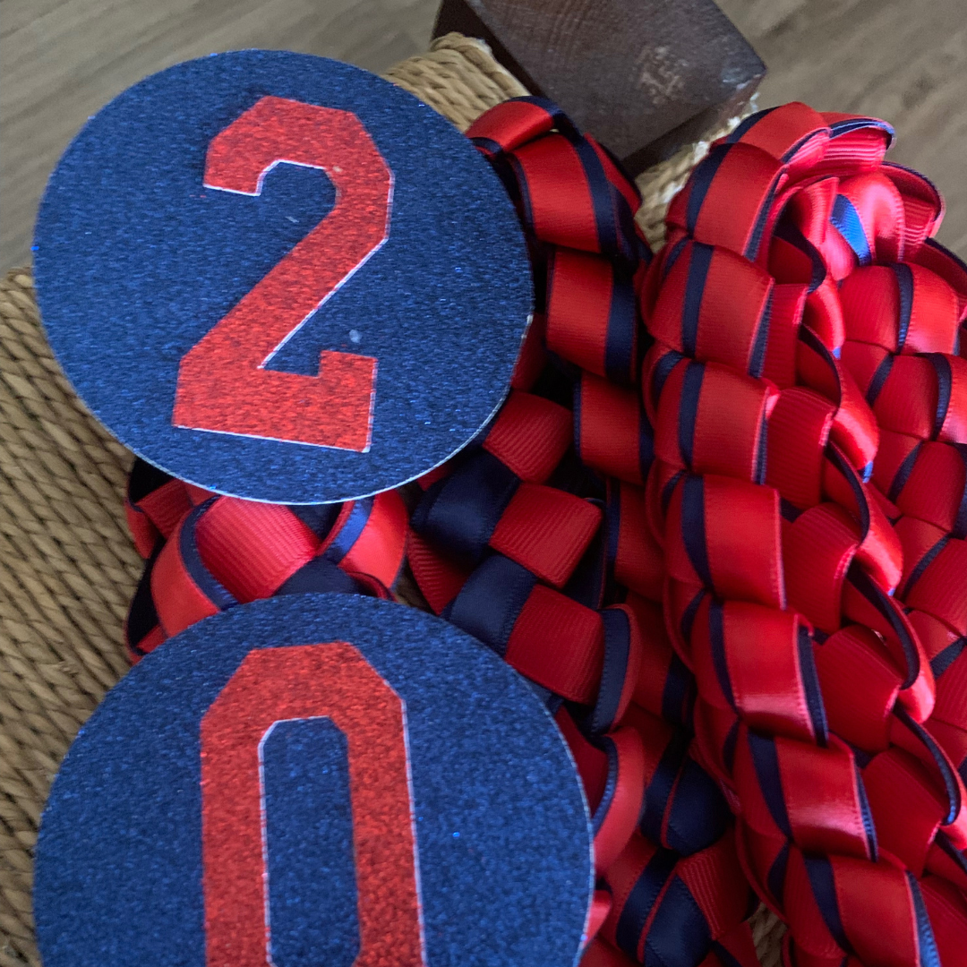 Custom 2025 graduation lei for kids . Handmade lei with Pure Aloha, perfect for preschool, kindergarten, 6th, 8th grade promotion, and great for their teachers too! Order now!.