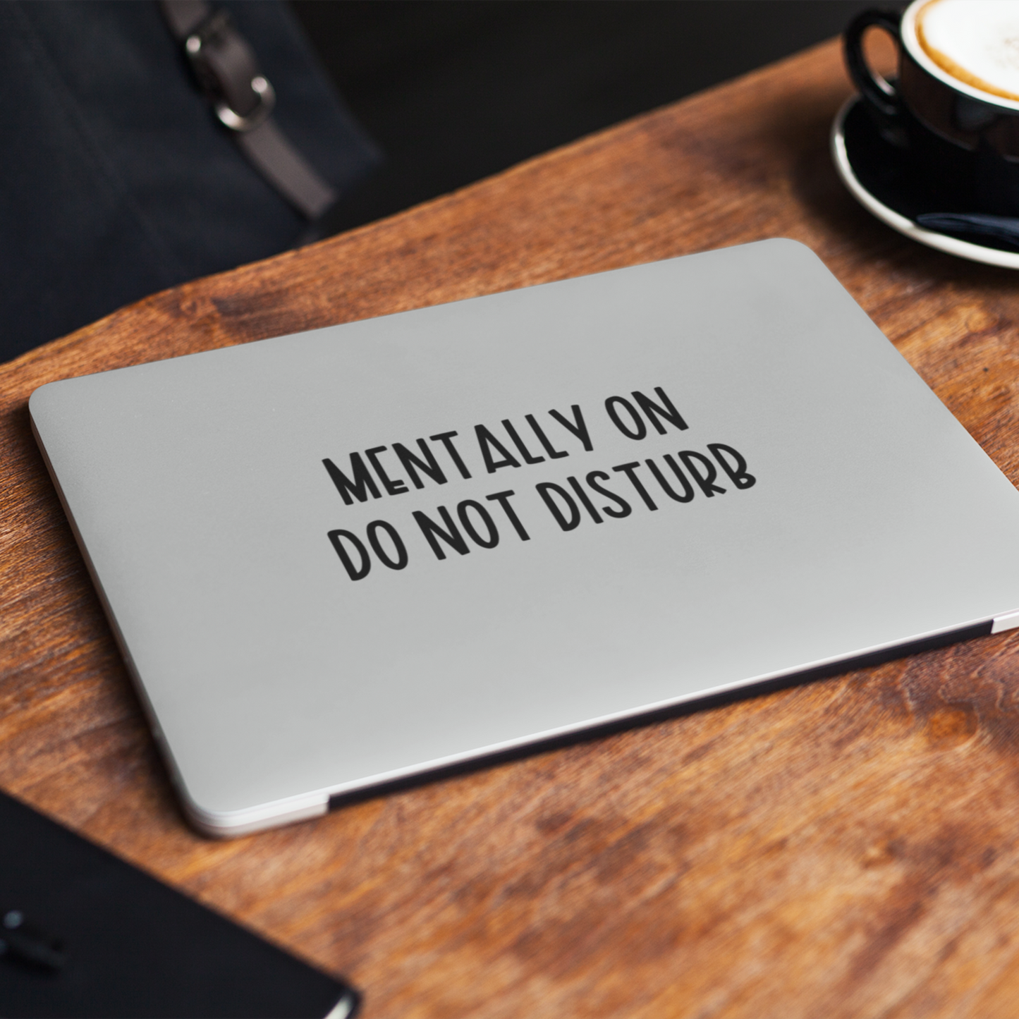 Aesthetic vinyl laptop decal in black, white, rose gold, and pastel pink in matte vinyl.