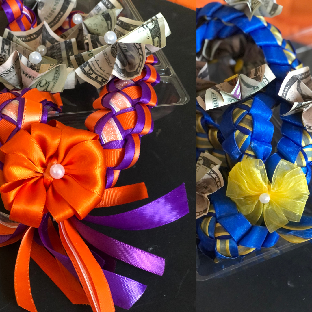 Custom graduation lei for kids . Handmade lei with Pure Aloha, perfect for preschool, kindergarten, 6th, 8th grade promotion, and great for their teachers too! Order now!.
