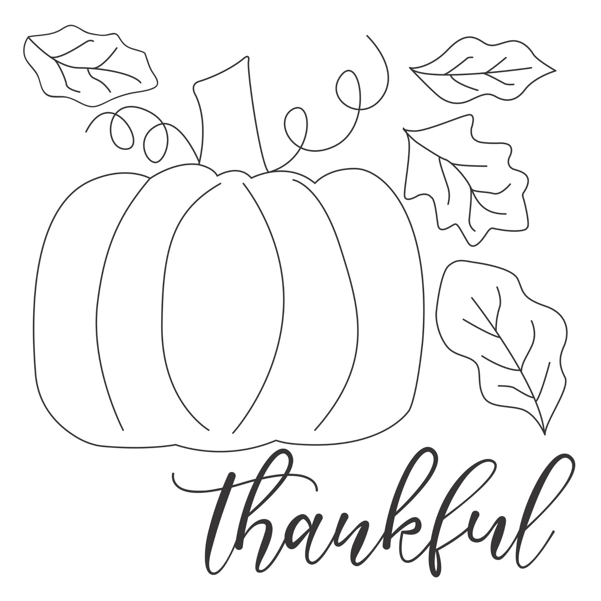 Thankful Fall Pumpkin DIY Paint Kit tracer, pre-outlined 11x14 canvas with pumpkin, thankful script and leaves