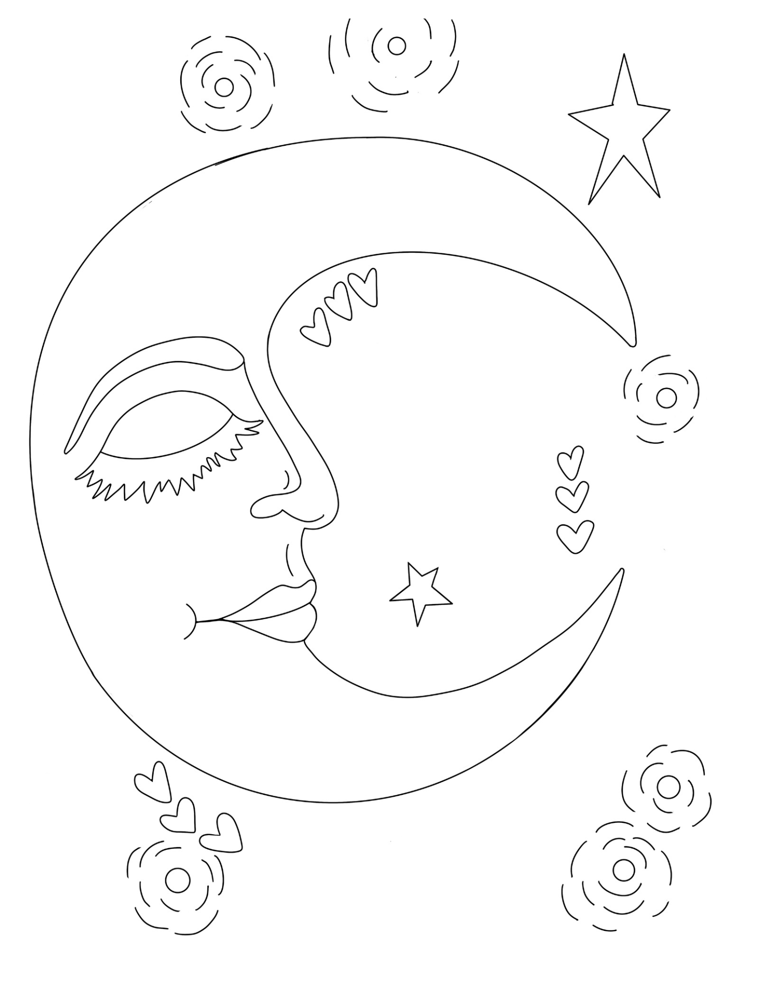 Bohemian Moon DIY Paint Kit tracer sheet – pre-outlined crescent moon face with stars and floral patterns by Simply Aloha On The Go
