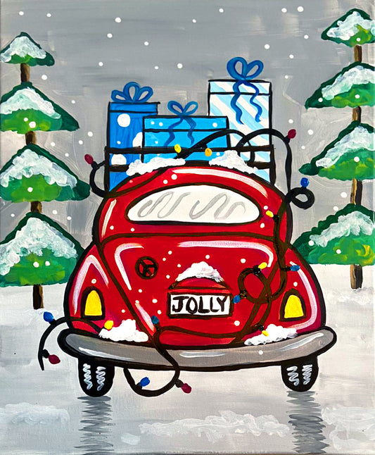 Christmas VW van holiday paint party kit with tree and lights by Simply Aloha On The Go