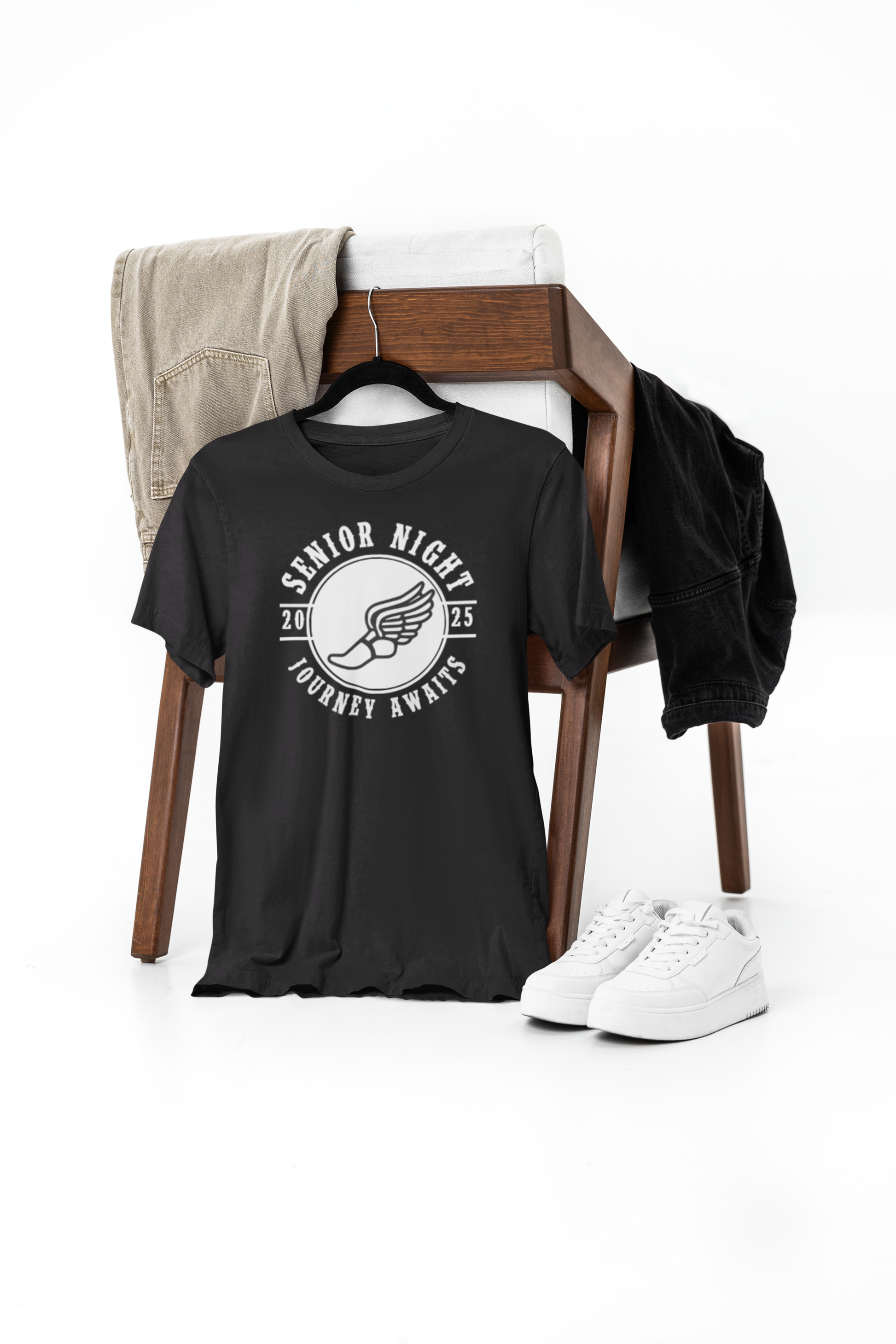 Custom track & field and cross country senior night tee for high school senior players with personalized name and jersey number, perfect for celebrating senior year assembly.