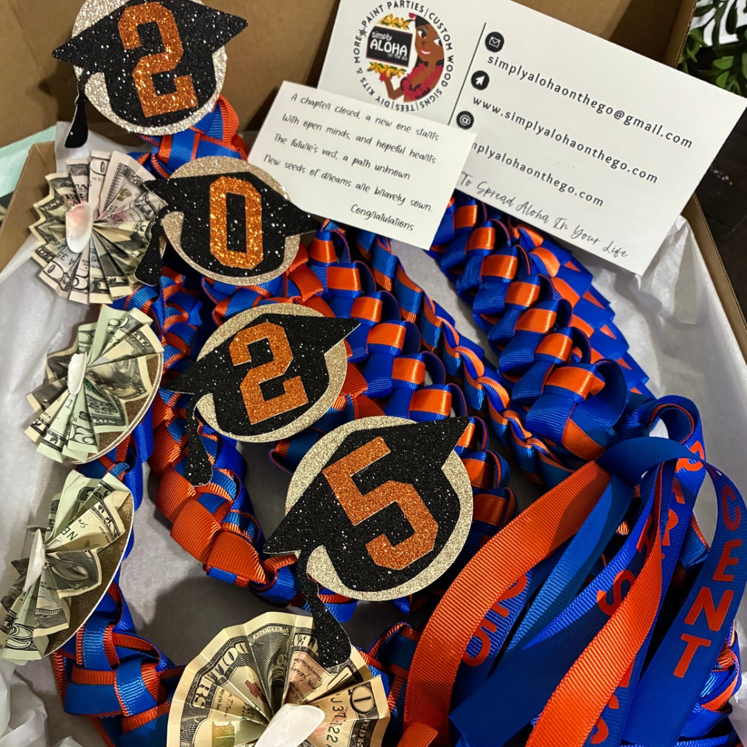 Custom graduation money lei with name and year by Simply ALoha On The Go™