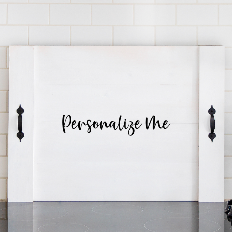 Create Your Own Personalized custom noodle board stove top cover in white and dark walnut with script or standard font options by Simply Aloha On The Go