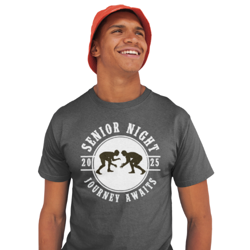 Custom Wrestling senior night tee with personalized name and jersey number, perfect for celebrating senior year on the court, gym, or anywhere where wrestling happens.