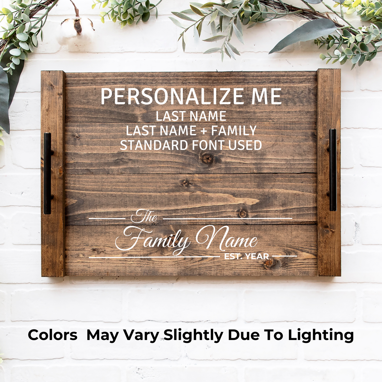 Custom Last Name & Established Date Farmhouse Noodle Board – Dark Walnut