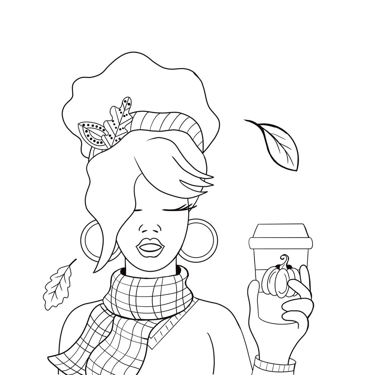Fall DIY paint kit tracer outline of the pumpkin spice girl canvas design