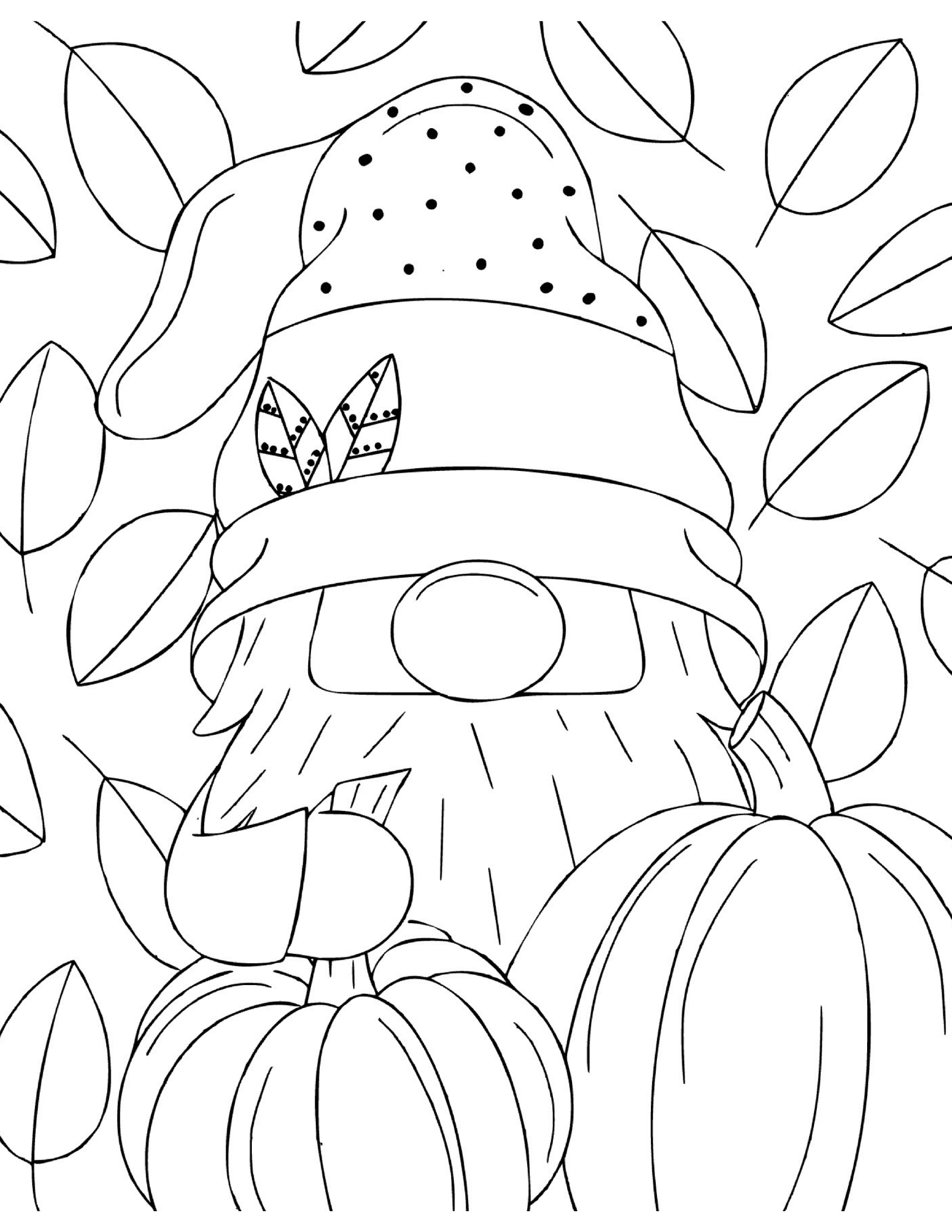 Fall Gnome Paint Kits for canvas featuring a gnome surrounded by pumpkins and falling leaves.