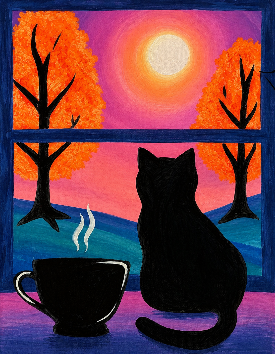 Halloween Cat DIY Paint Kit diy canvas– pre-outlined cat canvas by Simply Aloha On The Go