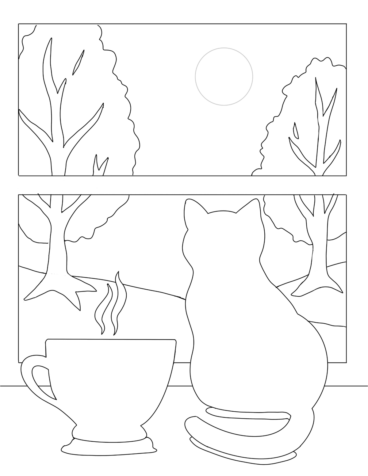 Morning Meow DIY Paint Kit tracer sheet – pre-outlined cat canvas by Simply Aloha On The Go