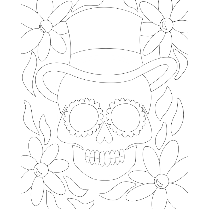 Tracer of a skull of a man for halloween paint party