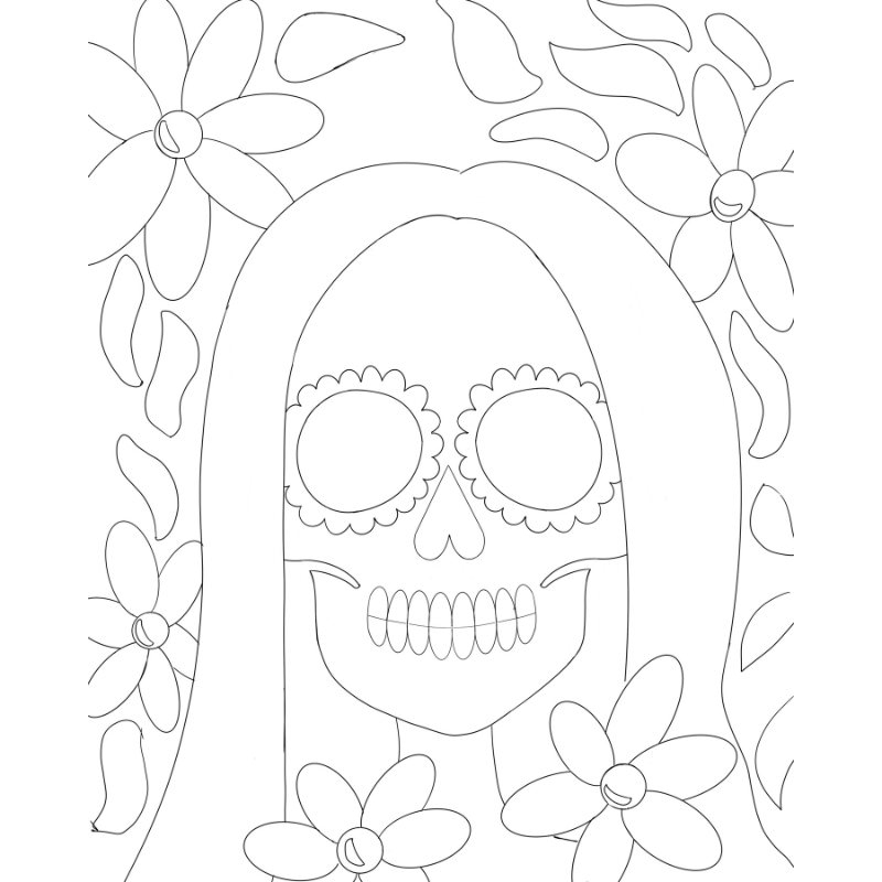 Halloween Skeleton Lady tracer for a  paint party kit 