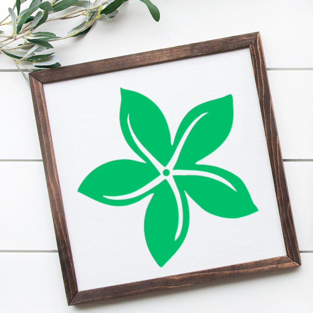 12x12 wood sign with a Polynesian green Tiare flower handcrafted island-inspired wall art by Simply Aloha On The Go™