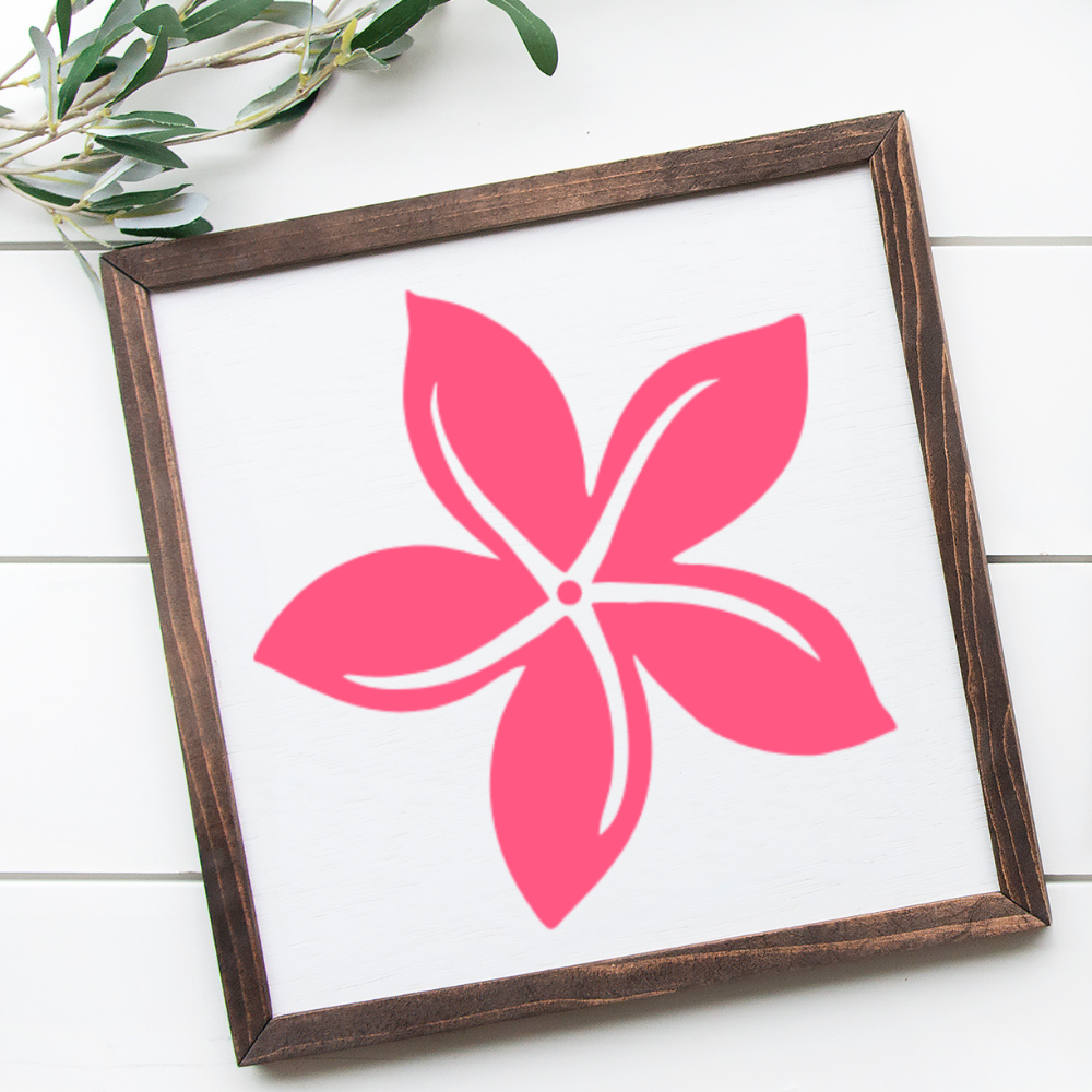 12x12 wood sign with a Polynesian pink Tiare flower handcrafted island-inspired wall art by Simply Aloha On The Go™