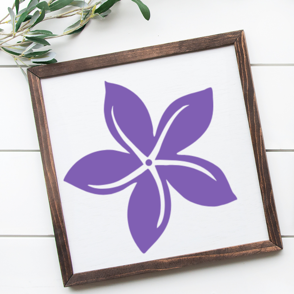 12x12 wood sign with a Polynesian purple Tiare flower handcrafted island-inspired wall art by Simply Aloha On The Go™
