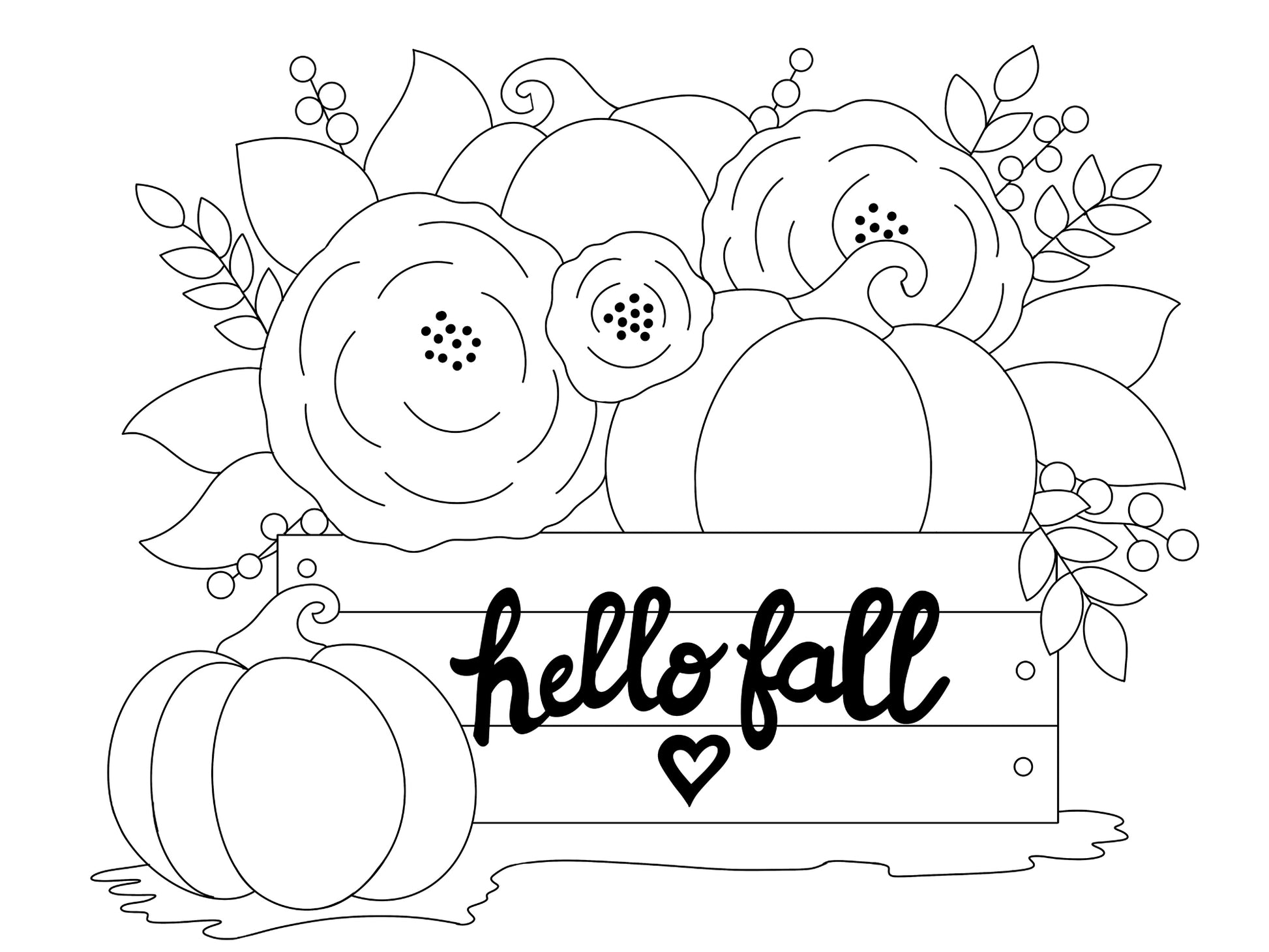 Hello Harvest DIY Paint Kit tracer sheet – pre-outlined autumn harvest canvas with pumpkins and florals by Simply Aloha On The Go