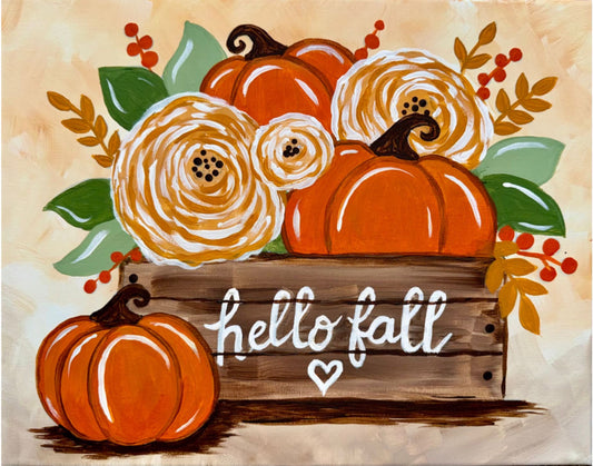 Hello Fall Harvest DIY Paint Kit design - warm autumn harvest canvas painting by Simply Aloha On The Go