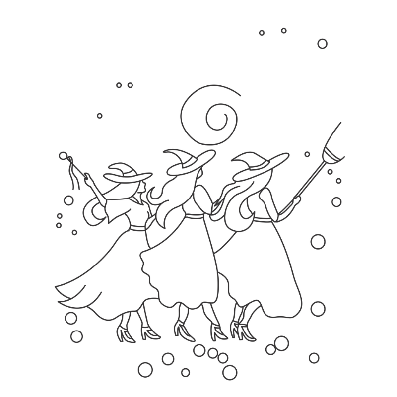 Pre-outlined tracer canvas for the Hocus Pocus Witches of Halloween DIY paint kit