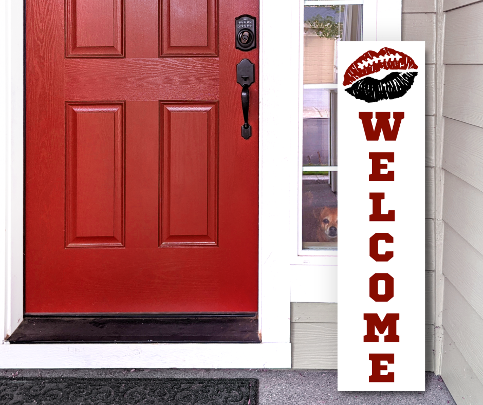 Houston Texans NFL football lip welcome porch leaner sign red and pewter game day decor