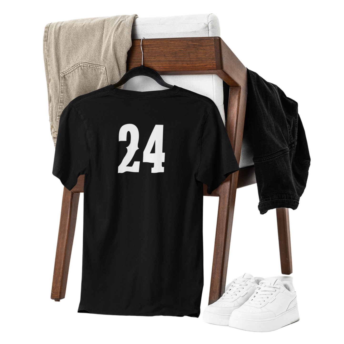 Custom soccer senior night t-shirt for high school athletes, available in b black and grey to celebrate the team's senior players. Personalized jersey# printed.