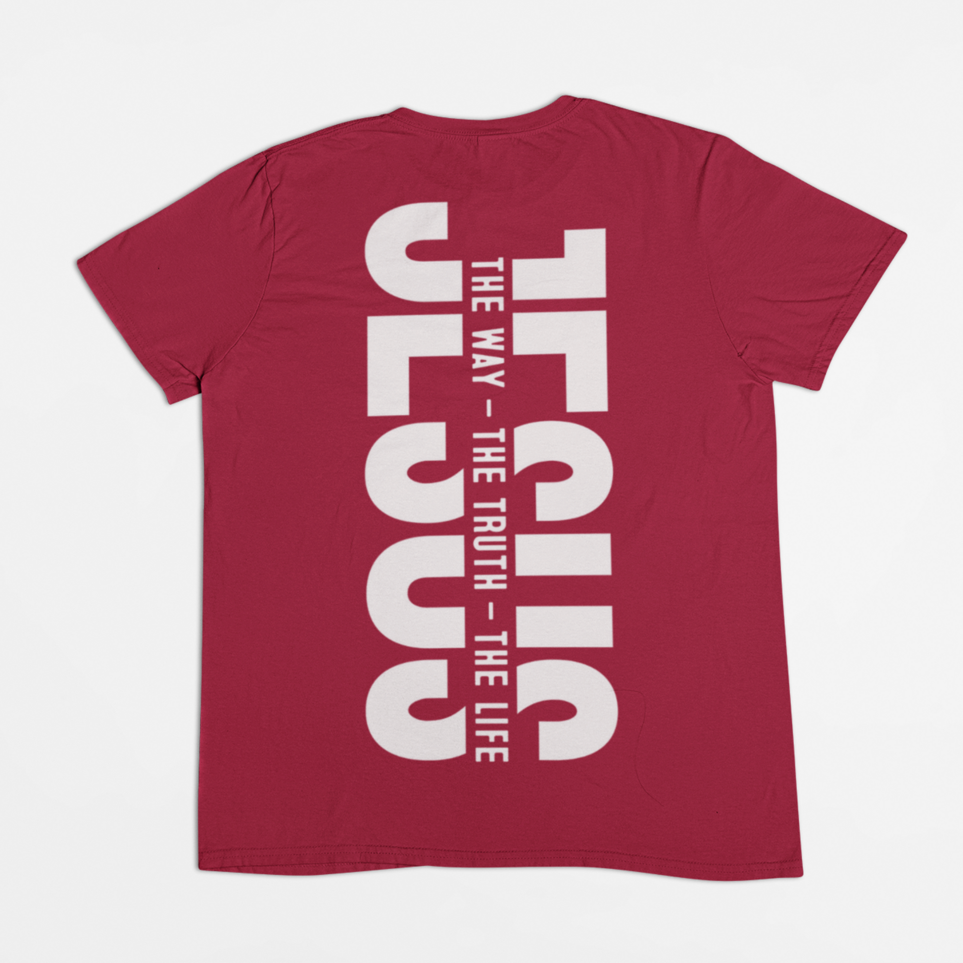 Jesus the Way, the Truth, and the Life Kids double-sided red Tee-Christian Bible Verse Shirt for Children. GIft a child today! (back side of the shirt)