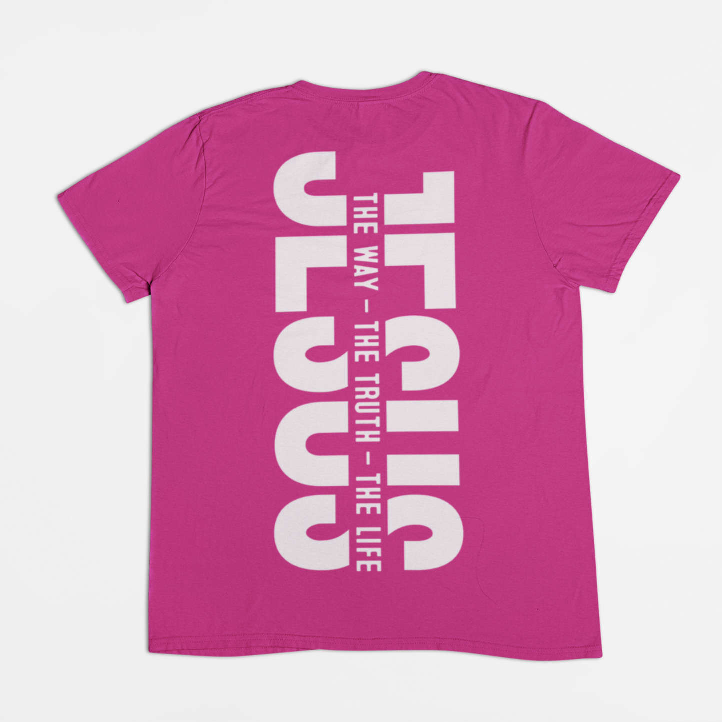 Jesus the Way, the Truth, and the Life Kids double-sided pink Tee-Christian Bible Verse Shirt for Children. GIft a child today! (back side of the shirt)