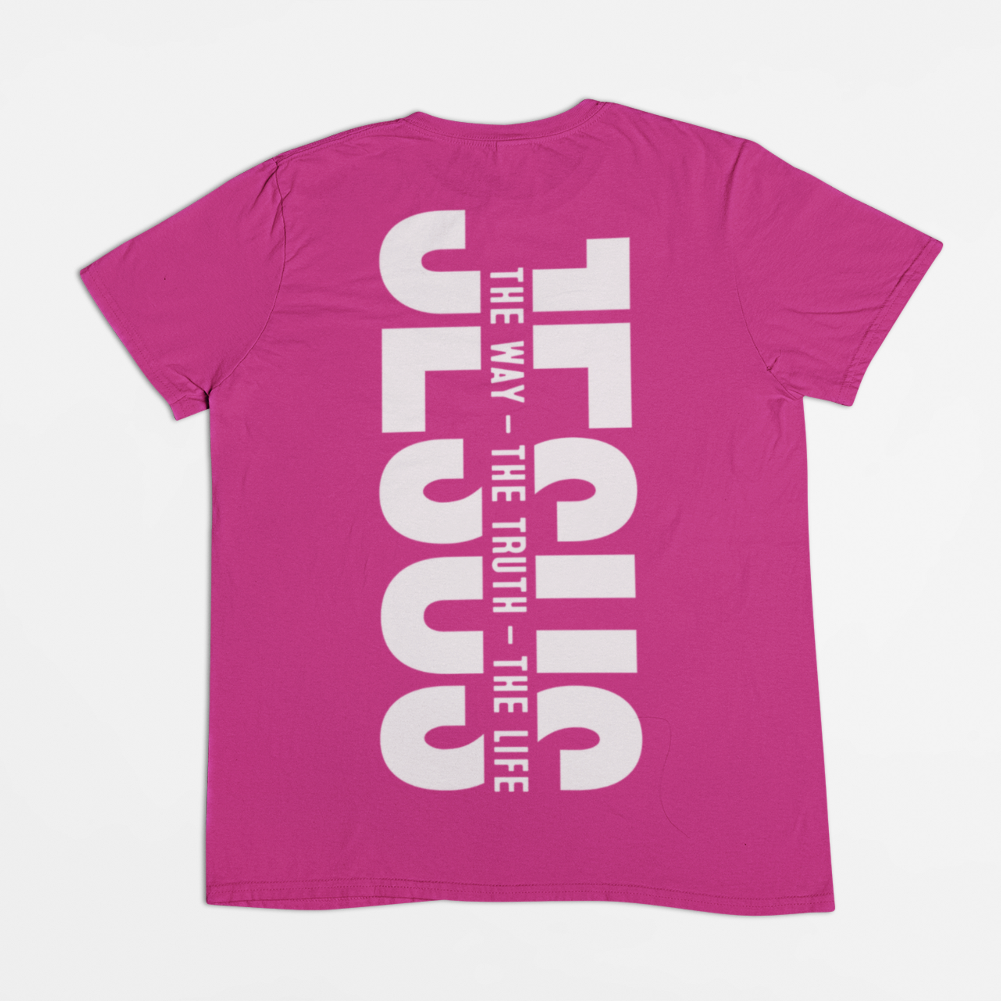 Jesus the Way, the Truth, and the Life Kids double-sided pink Tee-Christian Bible Verse Shirt for Children. GIft a child today! (back side of the shirt)