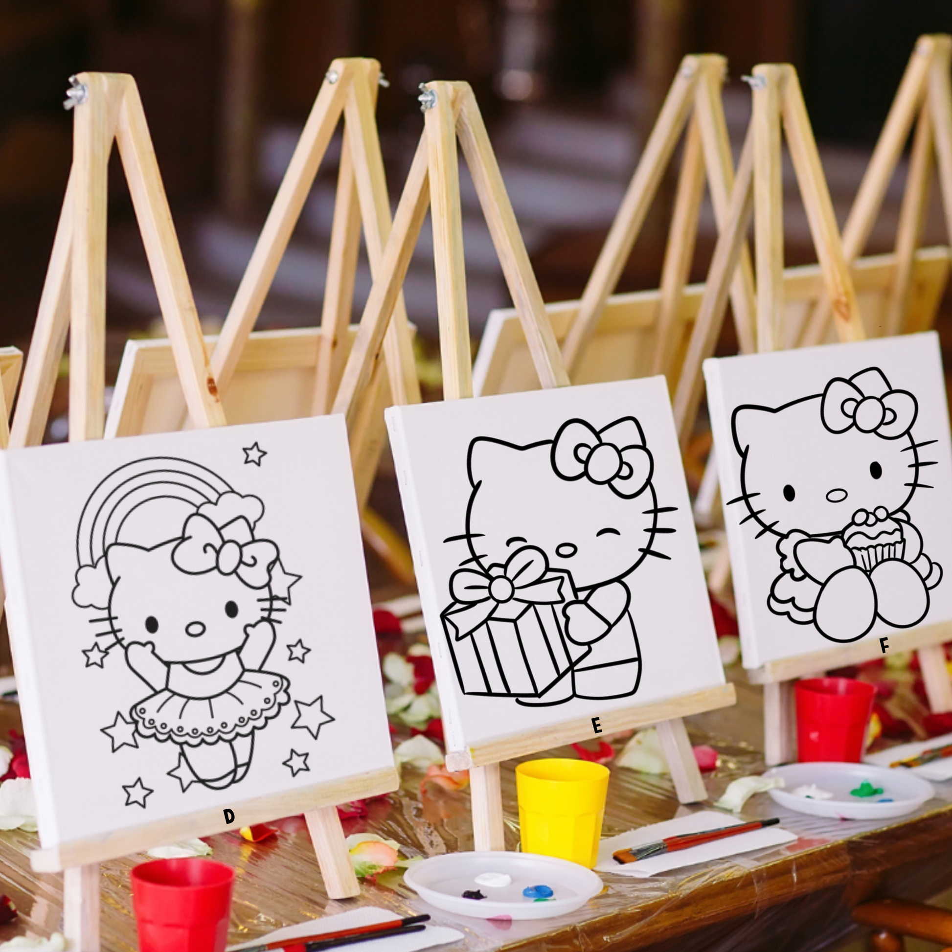 Sanrio Hello Kitty kids paint party design for kids' birthdays and craft activities, summer break, amd more fun activities. 