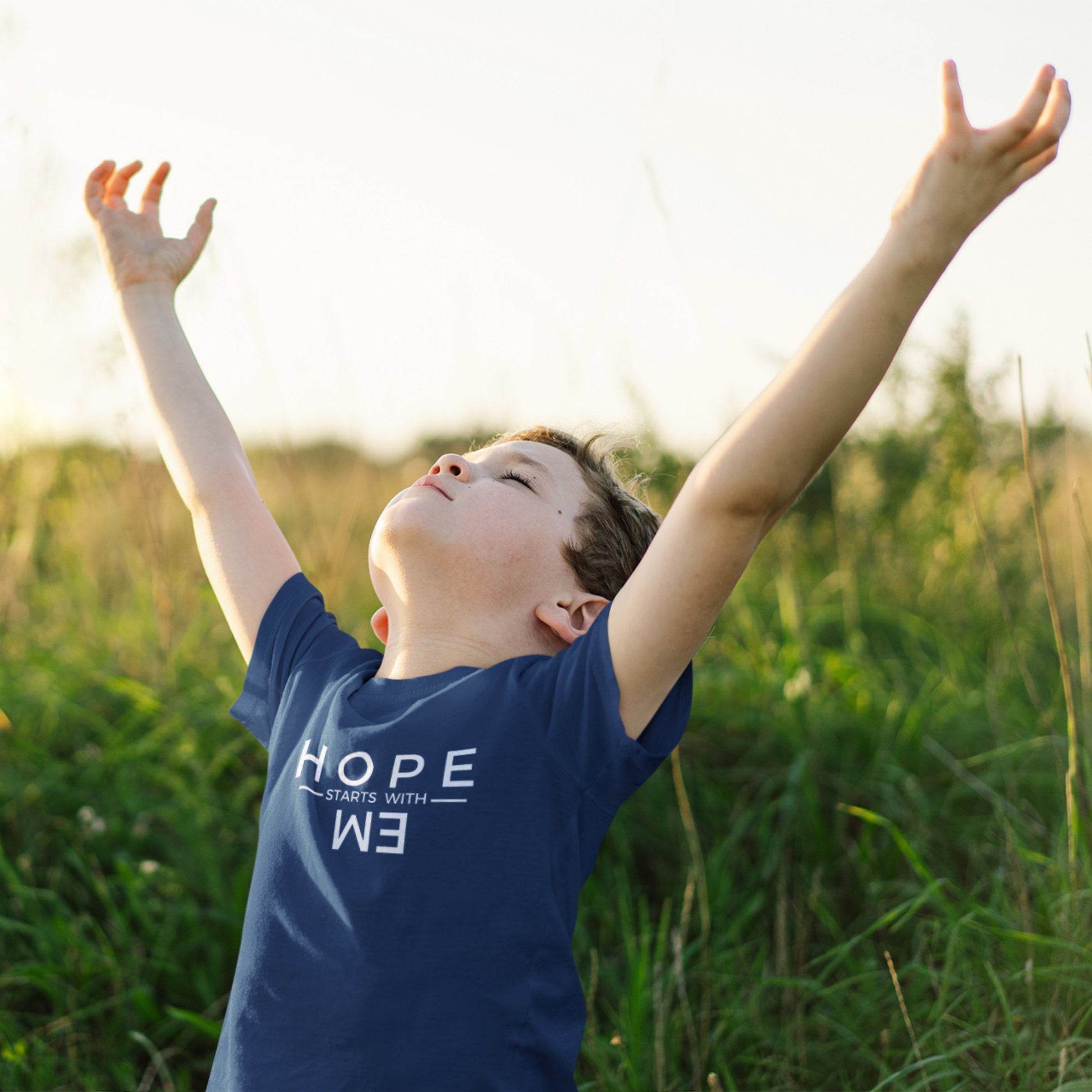 Kids "Hope Starts with Me" T-shirt featuring an empowering positive quote.