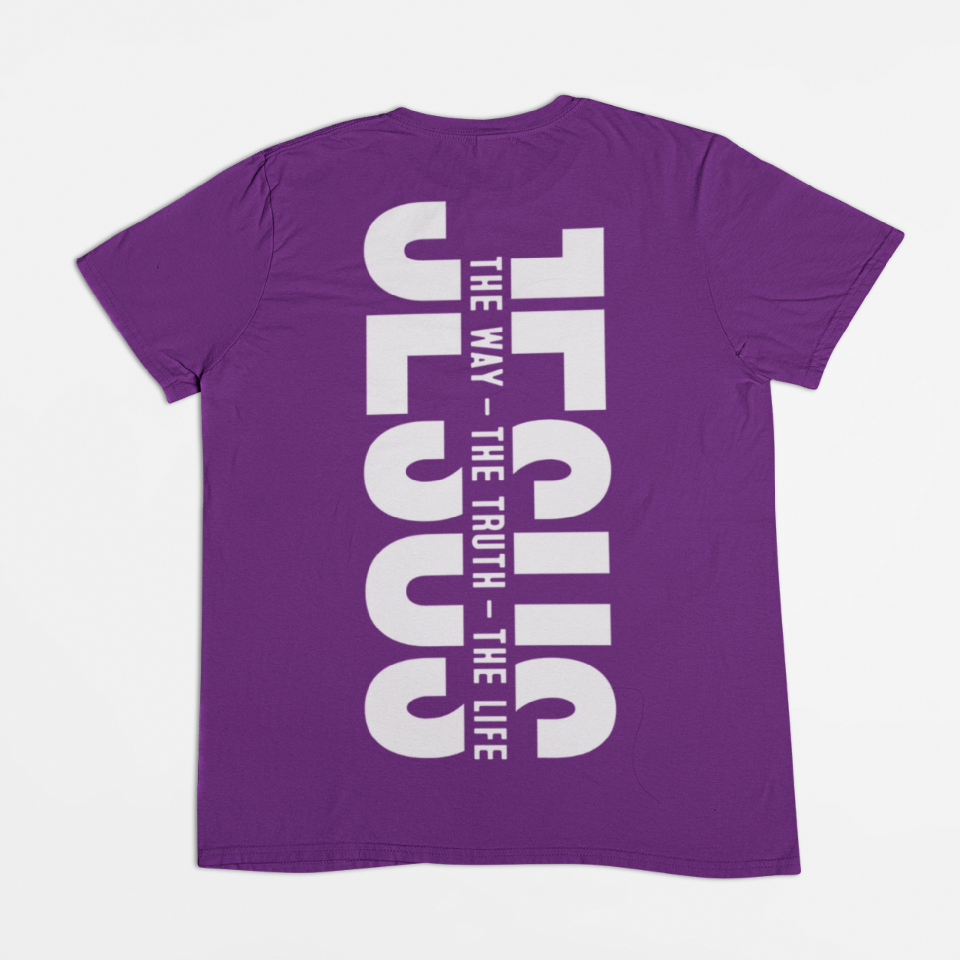 Jesus the Way, the Truth, and the Life Kids double-sided purple Tee-Christian Bible Verse Shirt for Children. GIft a child today! (back side of the shirt)