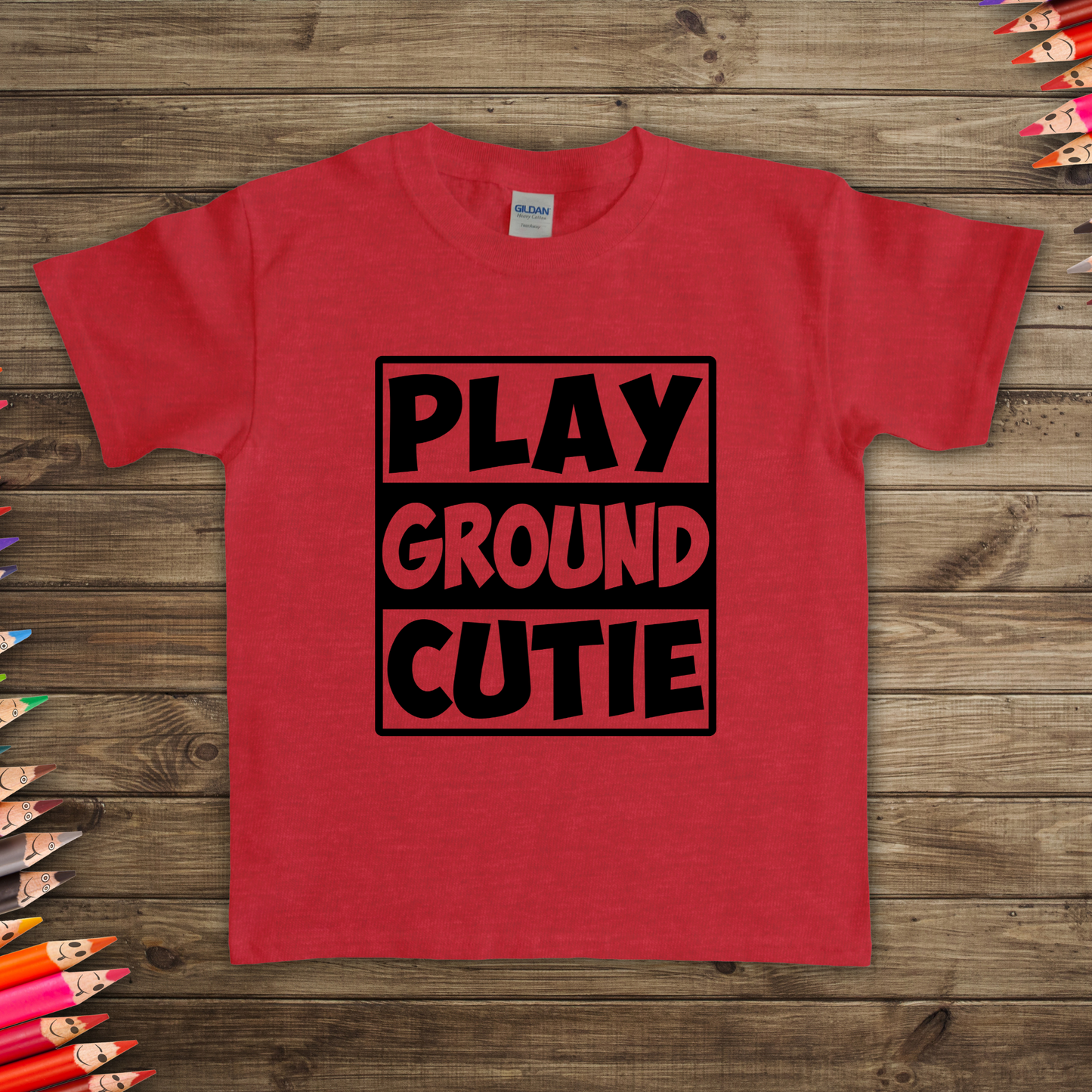 Kids Playground Dude Boys T-Shirt in vibrant colors with a playful design of swings, slides, and merry-go-rounds. Perfect for active play and casual wear.
