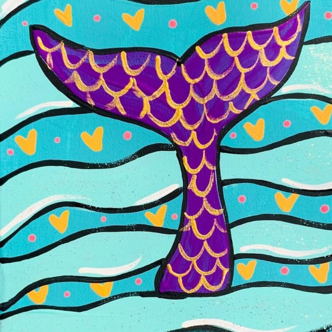 Kids Summer Paint Kit featuring a mermaid's tail design, all supplies included.