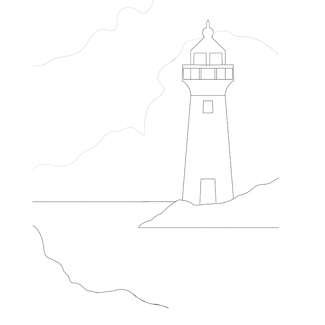 Tracer lighthouse sunset DIY canvas painting with crashing waves