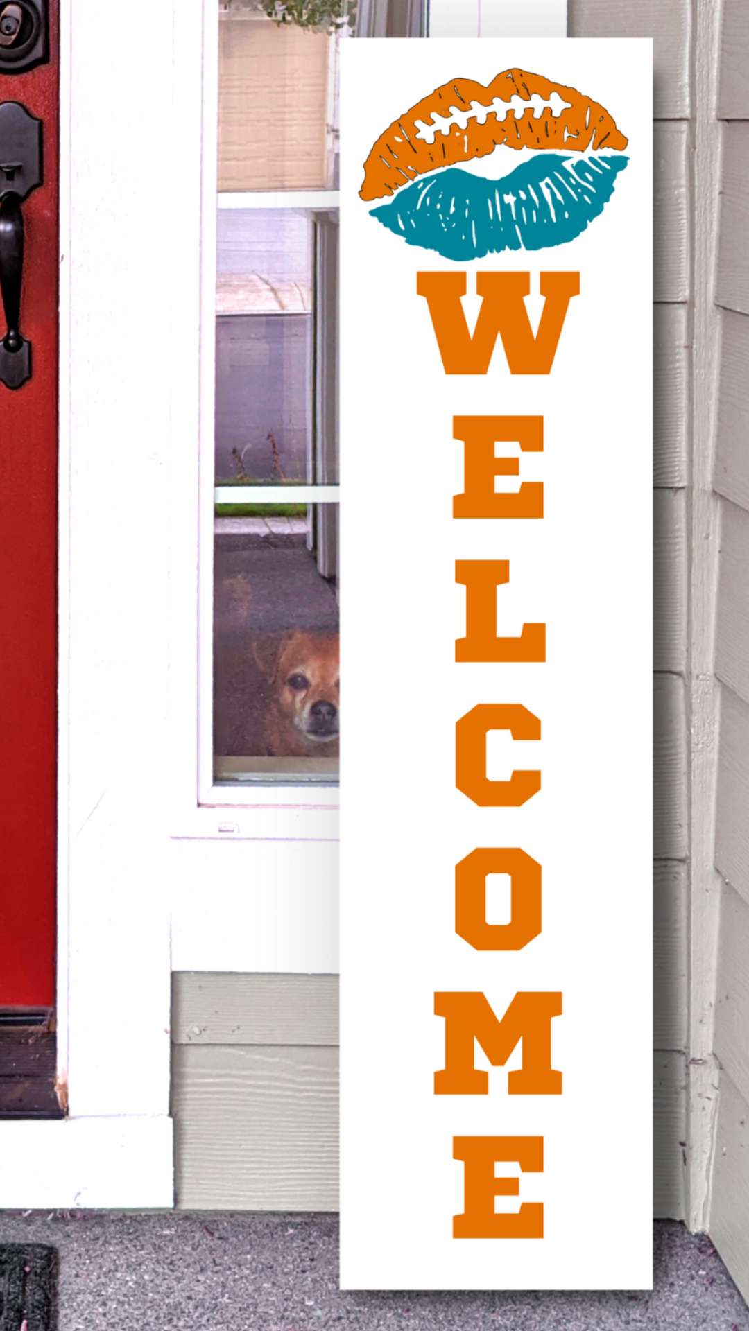 Miami Dolphins  NFL football lip welcome porch sign leaner game day decor