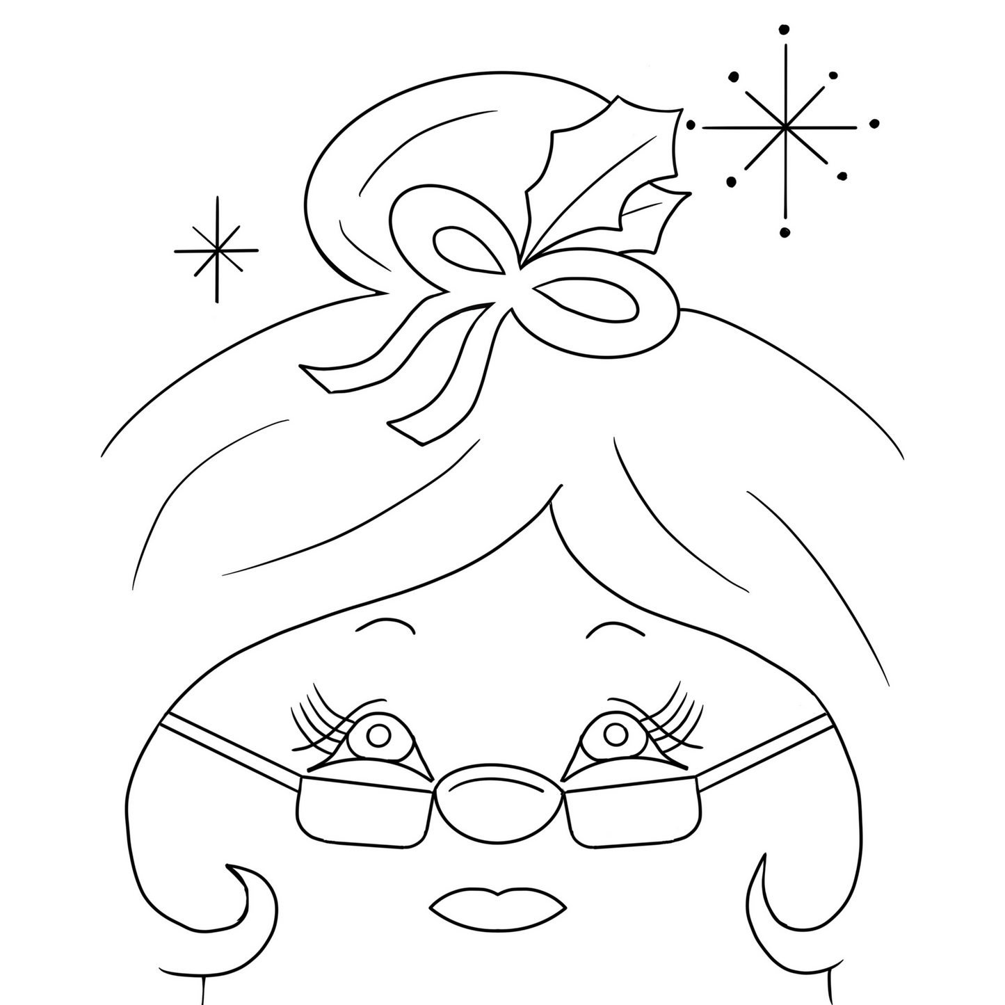 Pre-sketched tracer canvas of Mrs. Claus face with bow and glasses — Christmas DIY paint kit