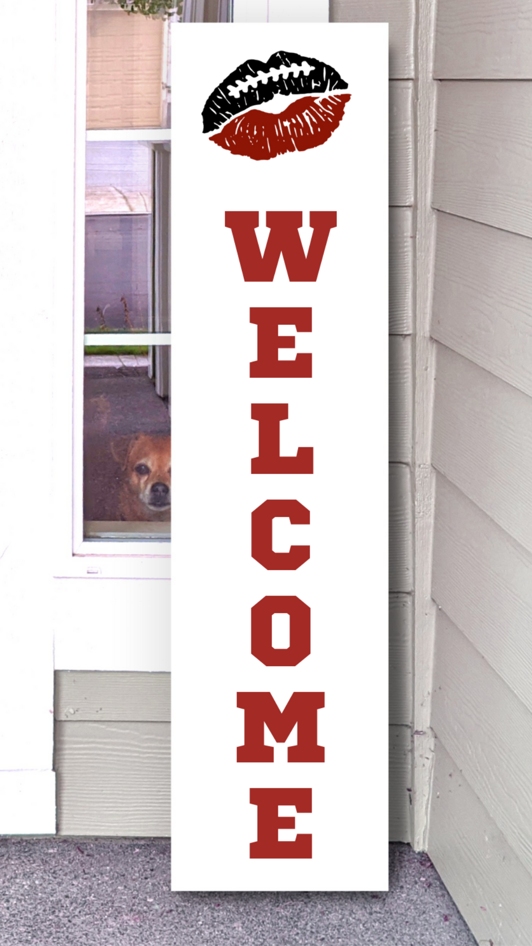 New England Patriots NFL football lip welcome porch sign leaner game day decor