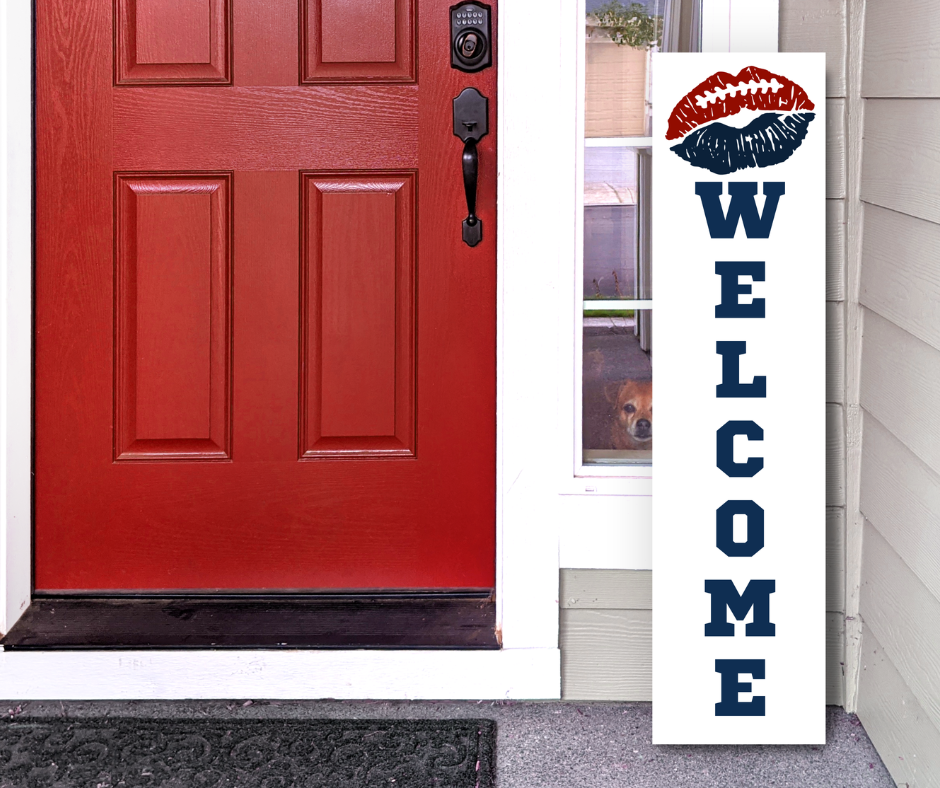 New York Giants NFL football lip welcome porch leaner sign red and pewter game day decor