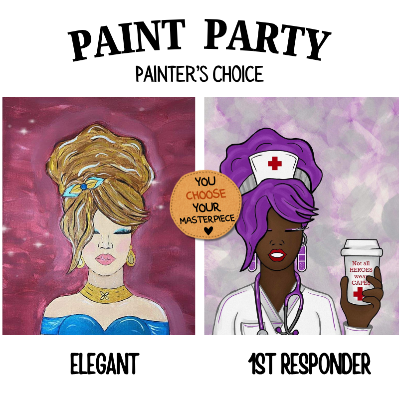 Women Of All Season Paint Party painters choice design option Q — canvas painting at Pure Heart Peoria AZ by Simply Aloha On The Go