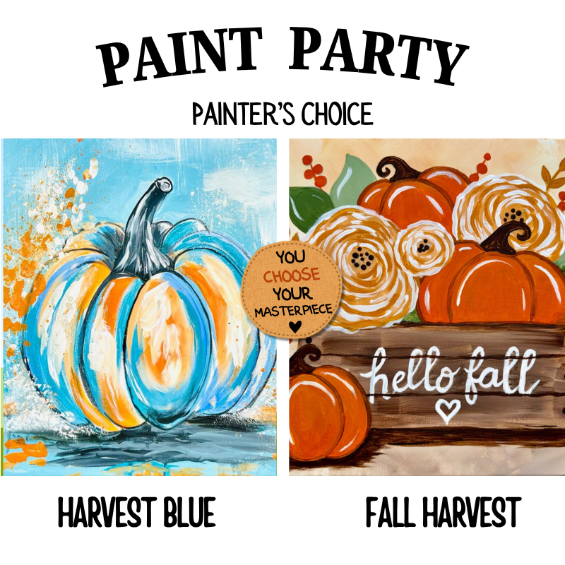 Women Of All Season Paint Party painters choice design option fall harvest — canvas painting at Pure Heart Peoria AZ by Simply Aloha On The Go
