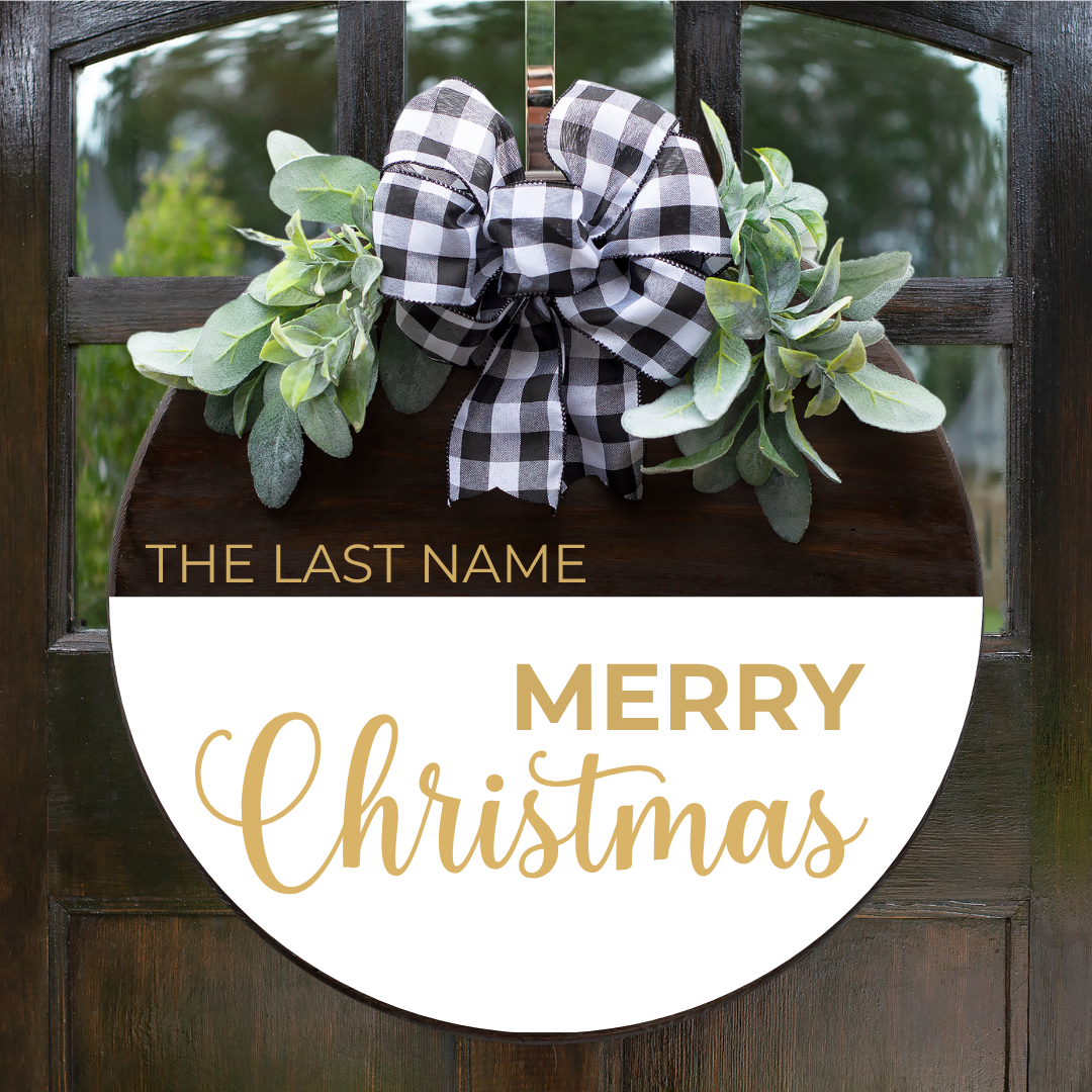 Personalized Christmas Door Hanger with Family Name Holiday Decor with Free Shipping by Simply Aloha On The Go