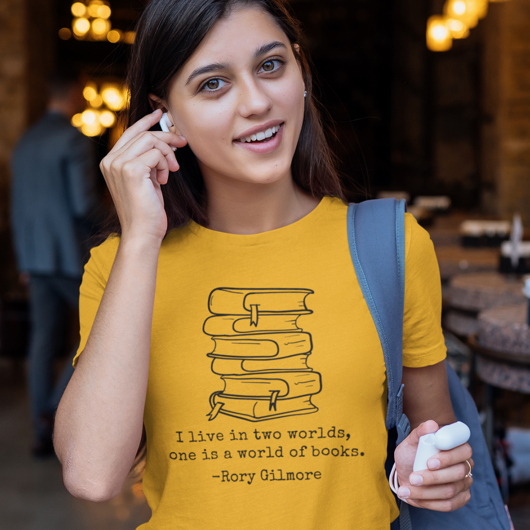 Rory Gilmore Book Lover T-Shirt – Eco-friendly, comfortable shirt for book lovers and Gilmore Girls fans. Sustainable fashion with a love for reading.
