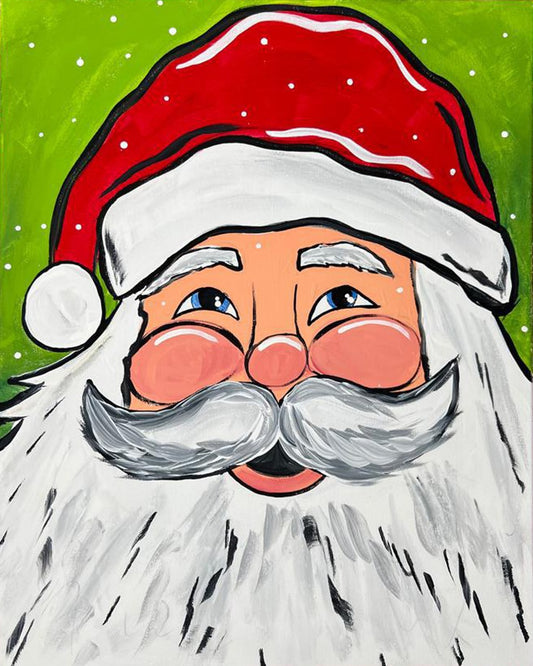 Santa Claus smiling in festive red–a great holiday paint kit for all ages for the holiday season