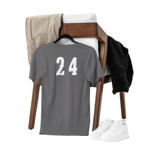 Back of 2026 senior night sports shirt featuring a custom athlete number in white.