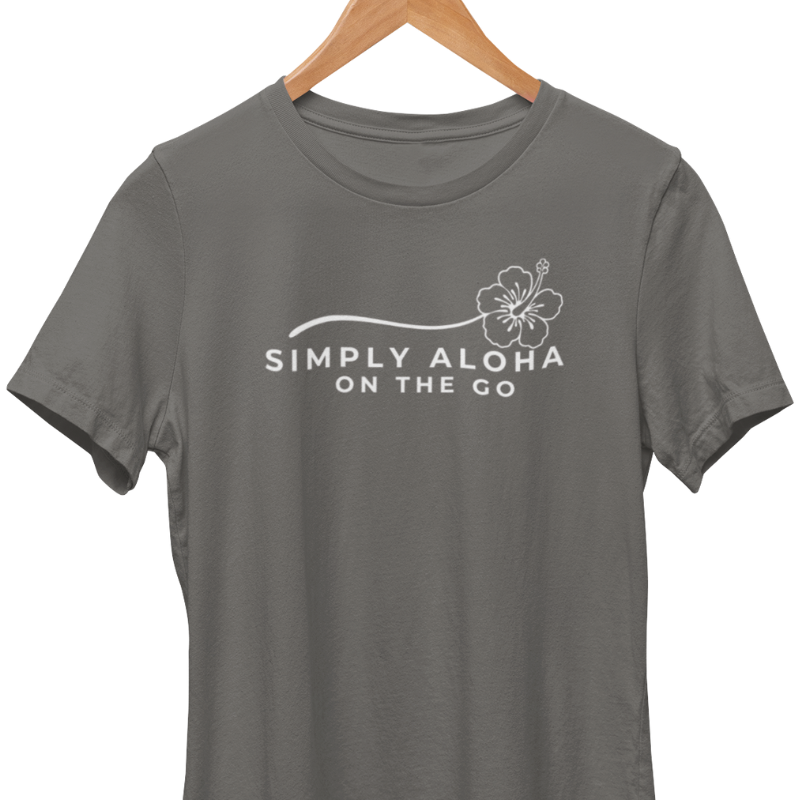 Double-Sided Simply Aloha On The Go t-shirt with hibiscus flower island lifestyle brand wear