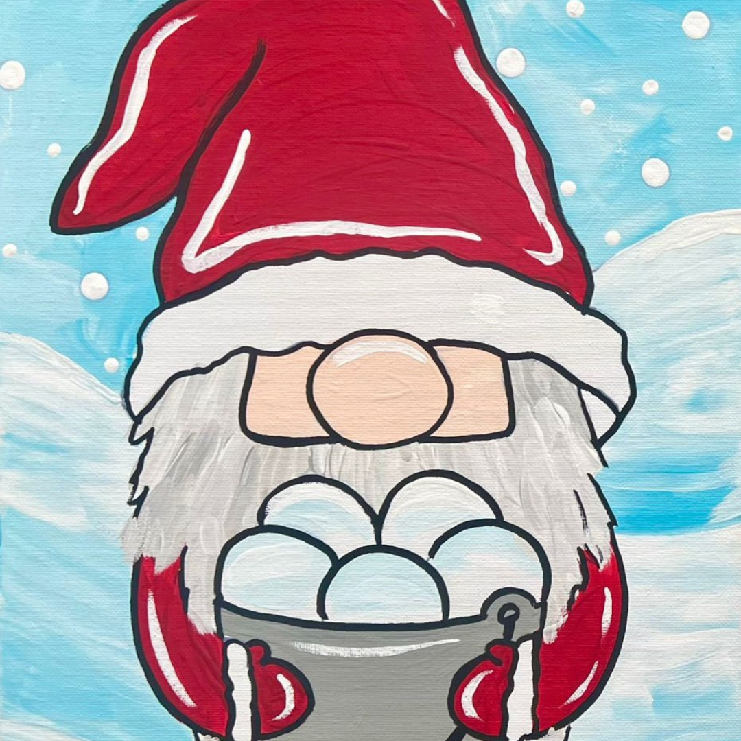 Snowball Gnome DIY Paint Kit – Christmas gnome with red hat and snowballs