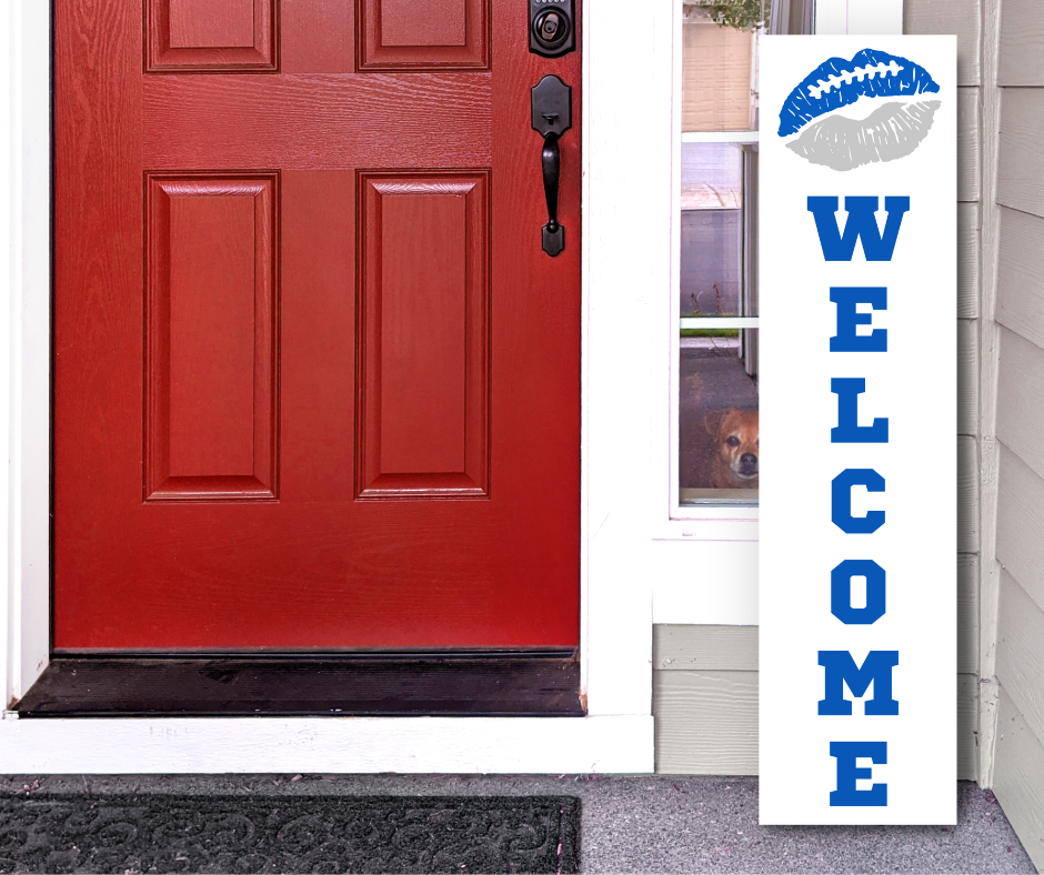 Tennessee Titans NFL football lip welcome porch leaner sign red and pewter game day decor