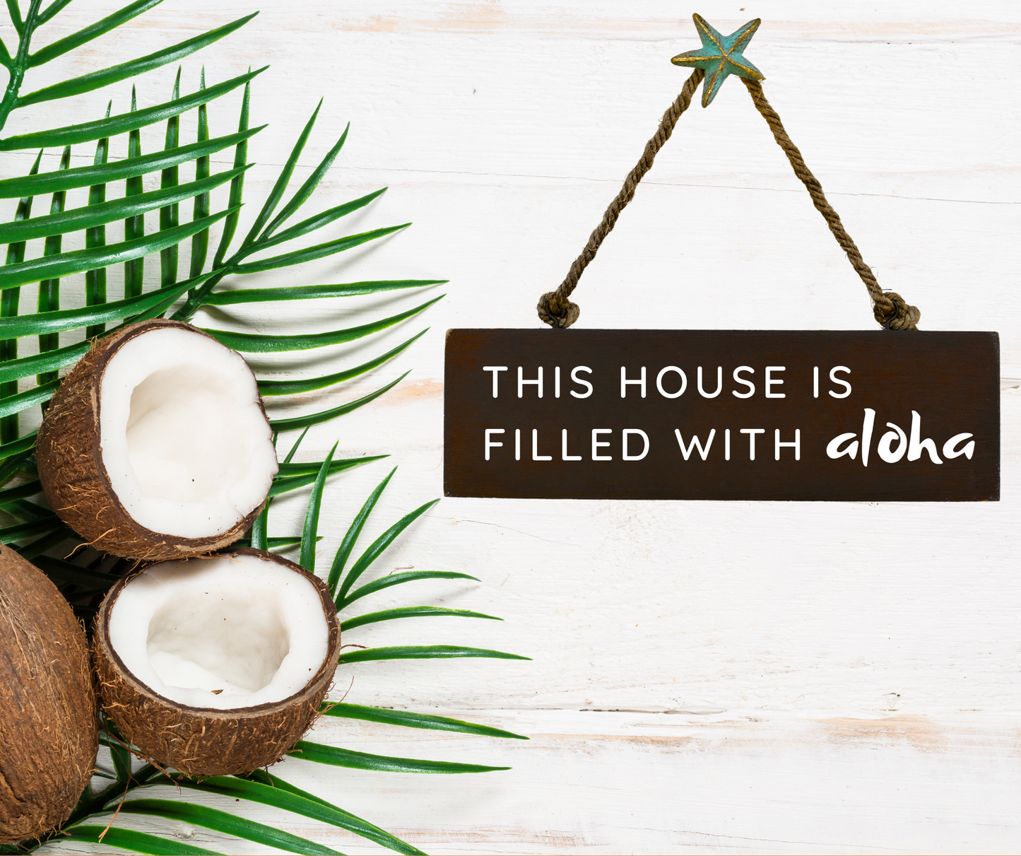 This Hale (home) Is Filled with Aloha. A 16" W x 4" H Home Decor Sign. Addition to your home with Hawaiian themed style.
